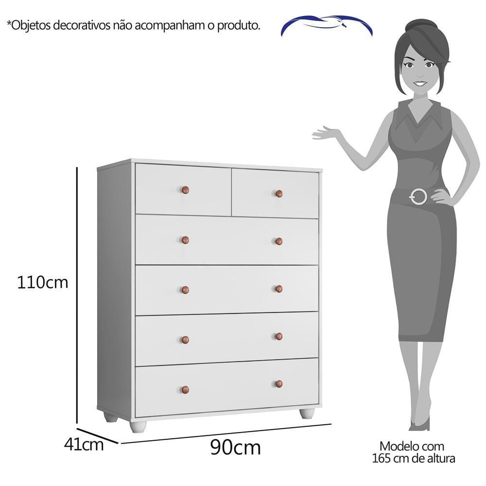 Miniatura Cômoda 90cm 6 Gavetas Glória A02 Branco Fosco Liso - Mpozenato