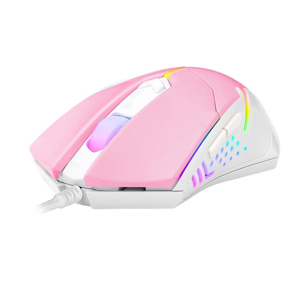 Mouse Gamer Redragon Centrophorus 2 Rosa Branco Rgb 7200Dpi