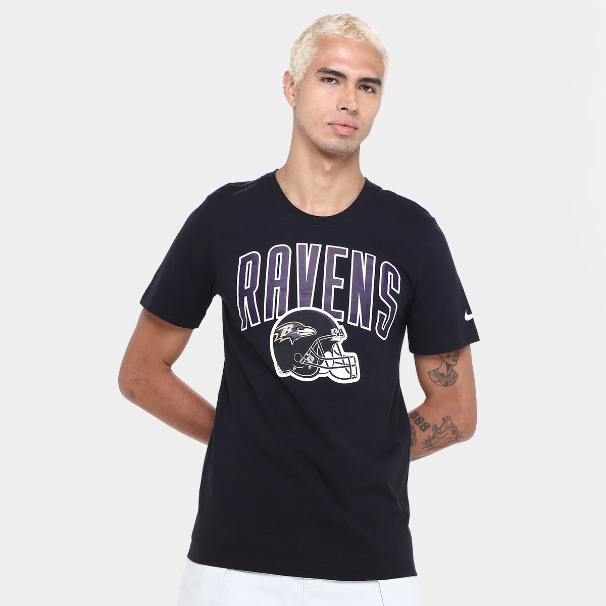 Miniatura Camiseta Nike NFL Baltimore Ravens Essential Team Athletic Masculina Preto - EGG