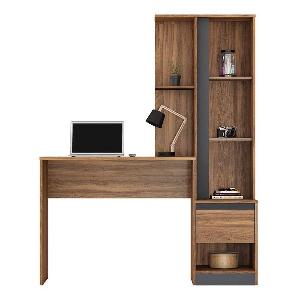 Miniatura Escrivaninha Office Morada Com Armário 1 Porta E 1 Gaveta Amêndola Grafito Demóbile Amêndola Grafito