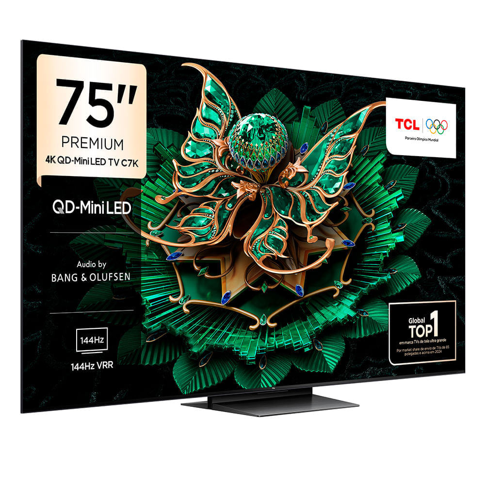 Miniatura Smart TV TCL QD-Mini LED 4K 75" Polegadas com Google Assistente, Dolby Vision IQ e Wi-Fi - 75C7K Bivolt