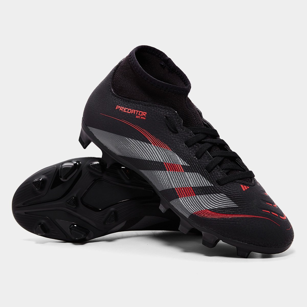 Miniatura Chuteira Campo Adidas Predator Club Sock Unissex Preto+Cinza - 37