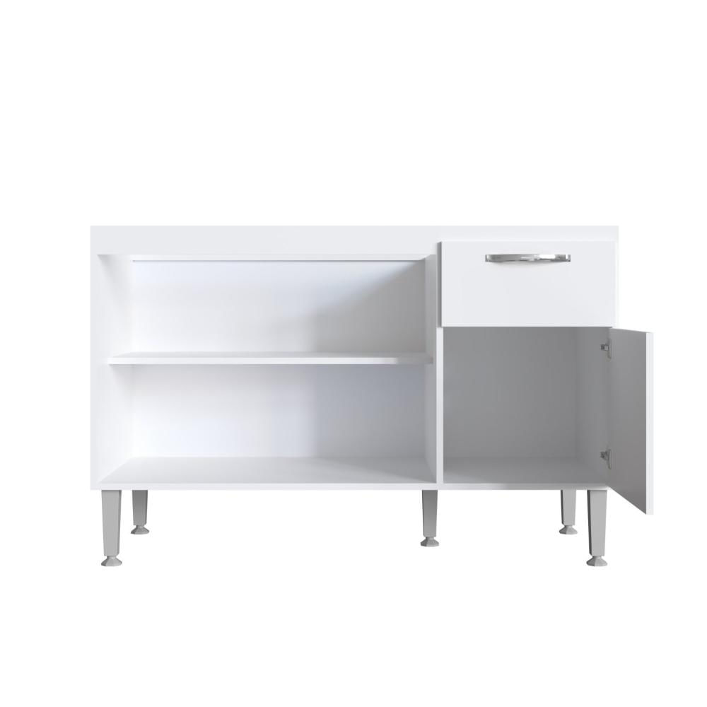 Miniatura Balcão de Cozinha 120cm 3 Portas 1 Gaveta sem Tampo Light IRM Móveis Branco
