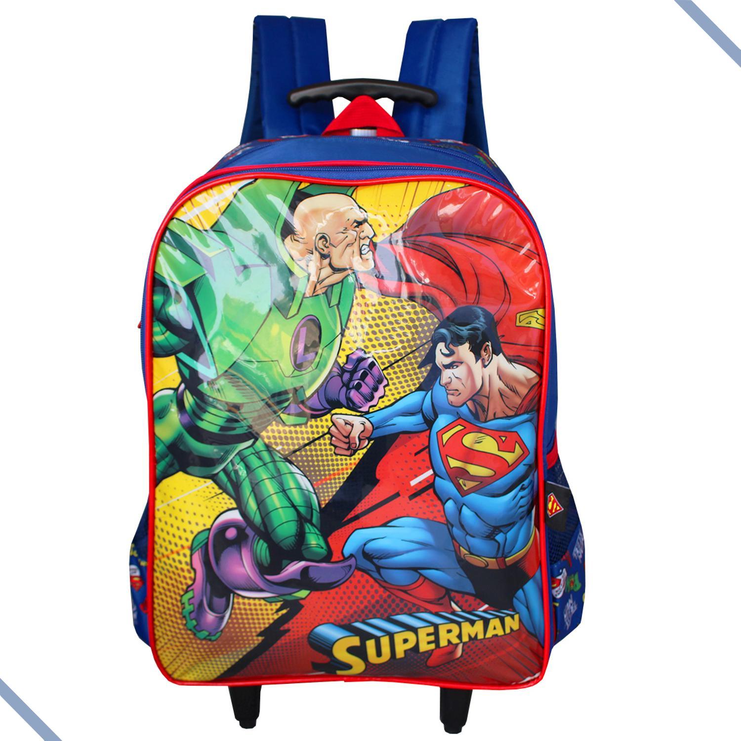 Miniatura Mochila Infantil Rodinhas Superman Vs Lex Luthor Warner Bros
