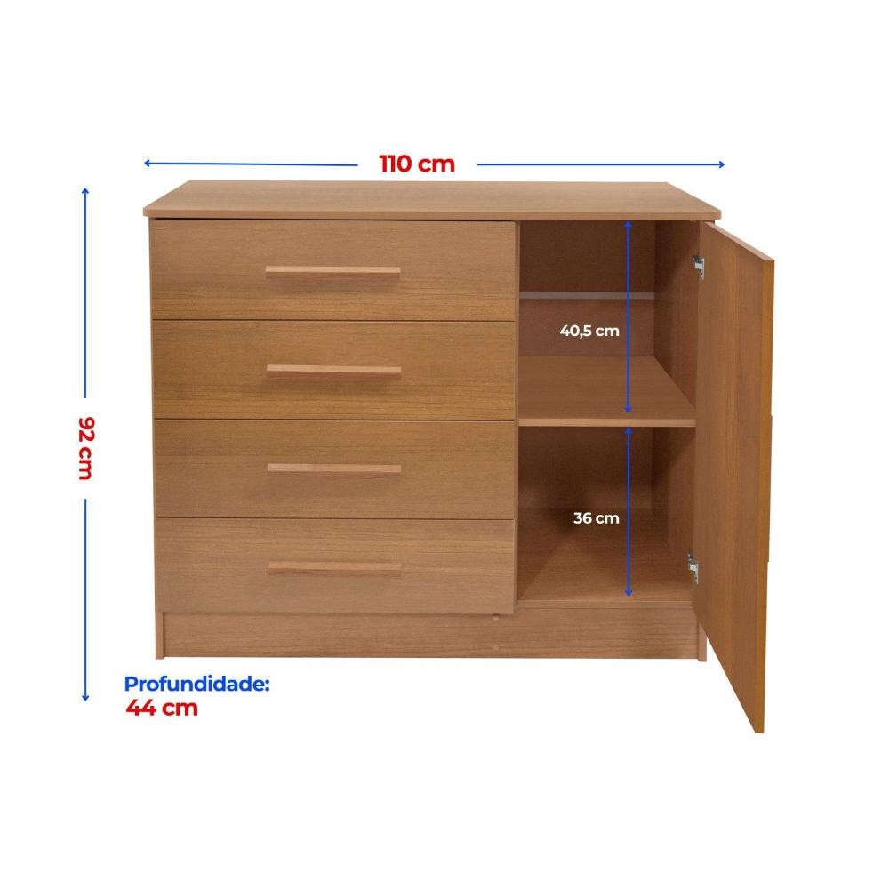 Quarto Infantil Completo com Guarda-Roupa Cama 100% MDF e Cômoda Angel Cinamomo / Off White