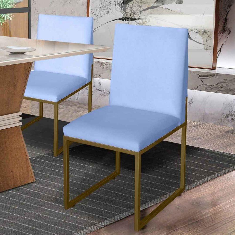 Miniatura Cadeira De Jantar Escritorio Industrial Garden Ferro Dourado Corino Azul Bebê