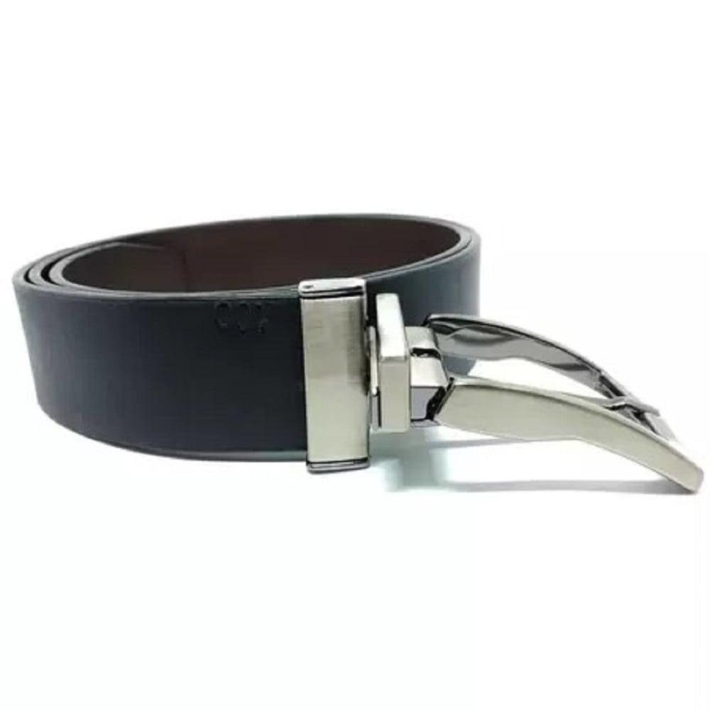 Miniatura Cinto Social Masculino Dupla Face Preto E Marrom Couro Full