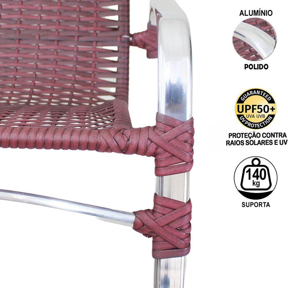 Miniatura Jogo Com 4 Cadeiras Emily 2 Espreguiçadeiras Vinho Dark