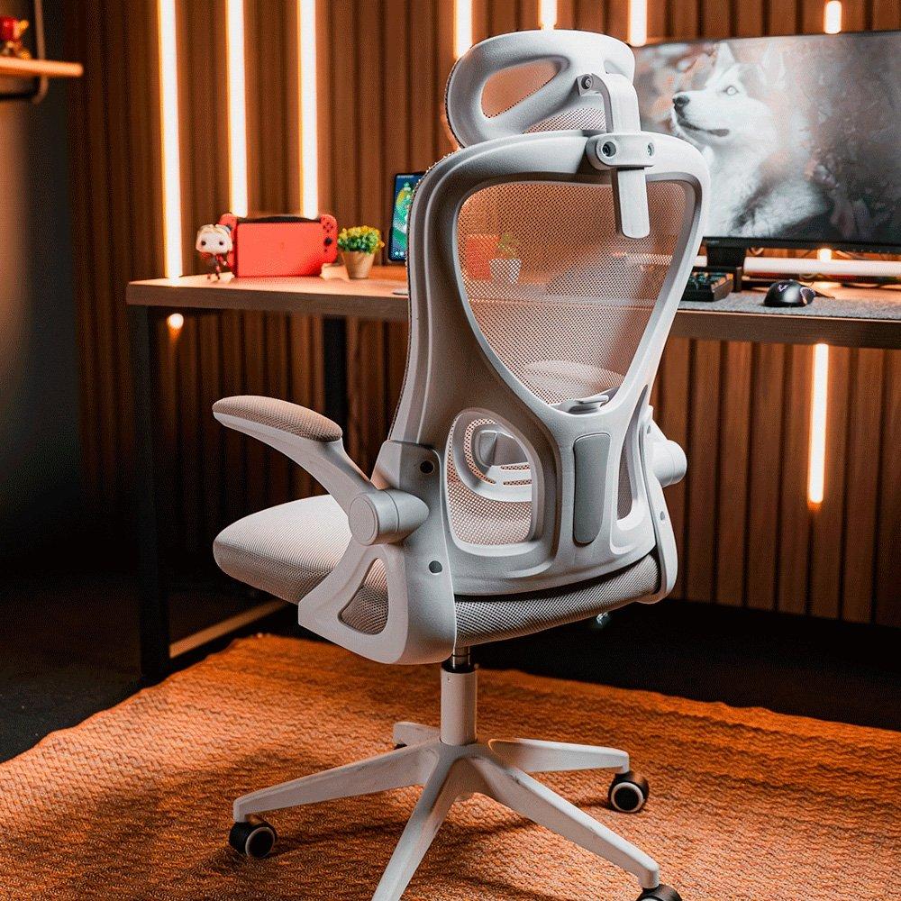 Miniatura Cadeira de Escritório Husky Apta, Braço Retrátil, Até 120kg, Mesh Cinza, Reclínio 120º, Butterfly, Ajuste de Altura, Cinza - HCO700CZ