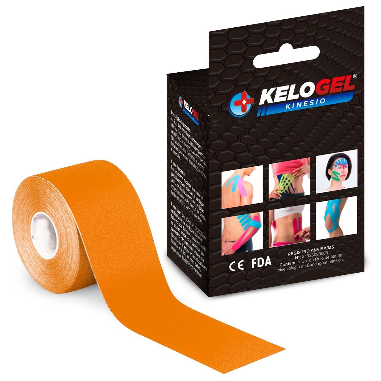 Miniatura Fita Kinésio Tape Bandagem Elás. Kelogel Premium 5Cmx5M 10Un