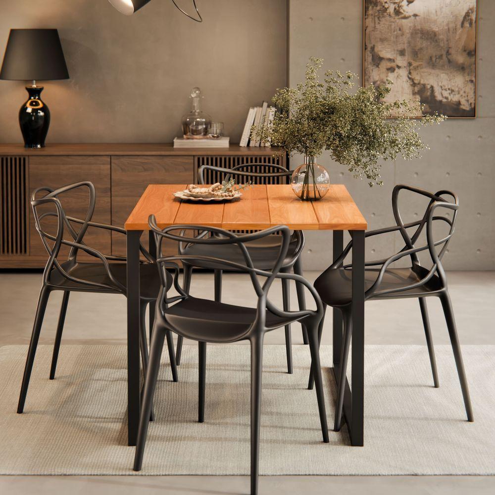 Miniatura Mesa De Jantar Estilo Industrial 80x85 Para Cozinha E Sala Austria Nature