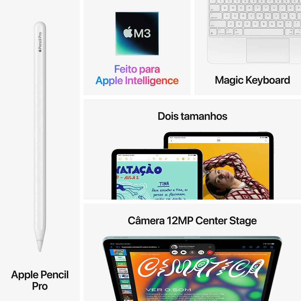 Apple iPad Air 13" M3, 7ª geração, Wi-Fi + Cellular, 512GB - Cinza-espacial