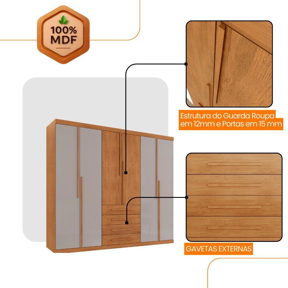 Miniatura Guarda Roupa Casal Matteo 100%mdf 6pts 4gvts Moderna Mobília Naturalle/off White