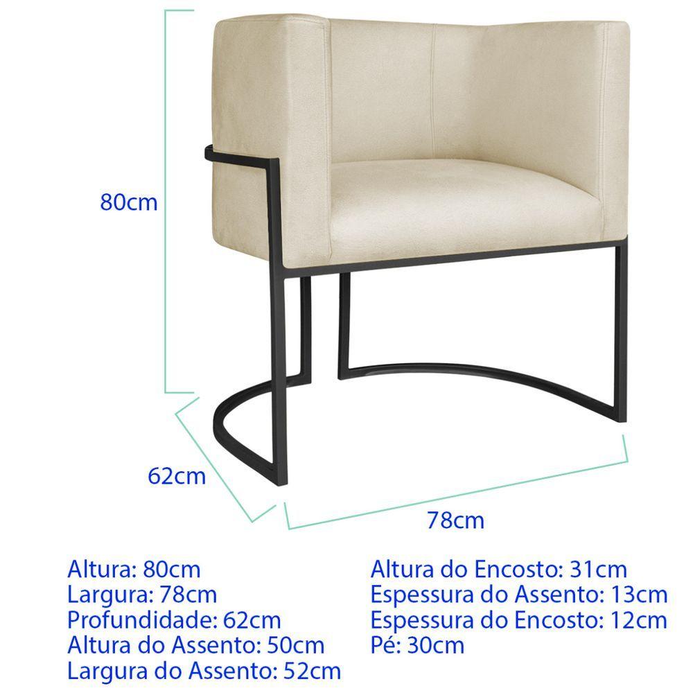 Poltrona Dália Luxo Moderna Estofada Design Sofisticado Com Base De Ferro Preto Bouclé Bege