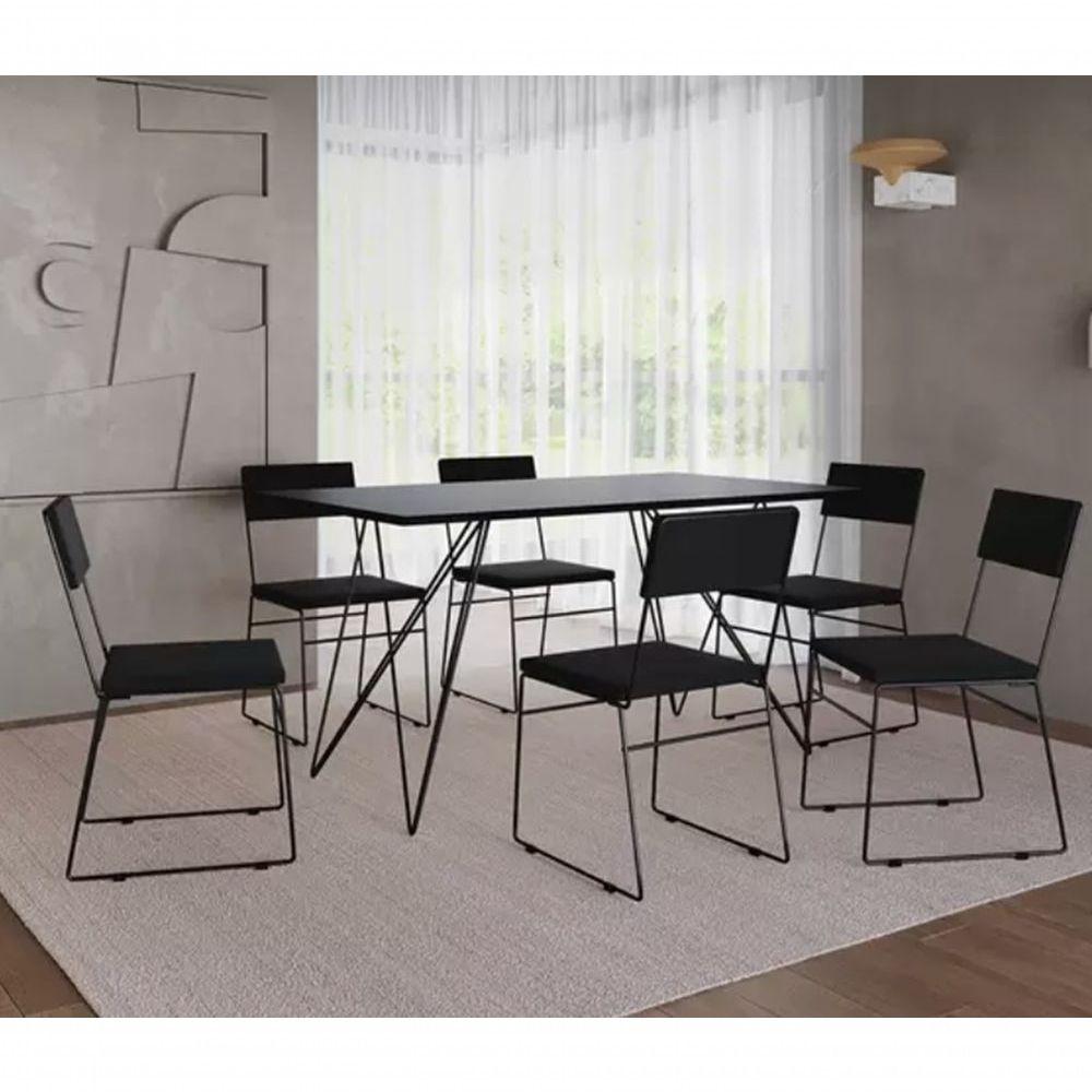 Miniatura Kit 2 Cadeiras De Jantar Estofada Base Preto Veludo Preto