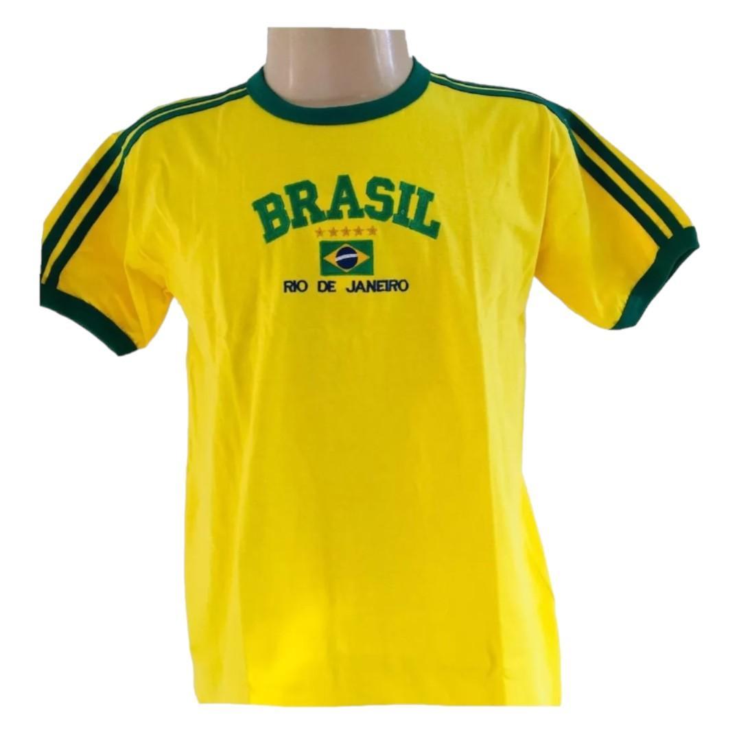 Miniatura Blusa Do Brasil Bandeira Bordada Unissex - Amarela
