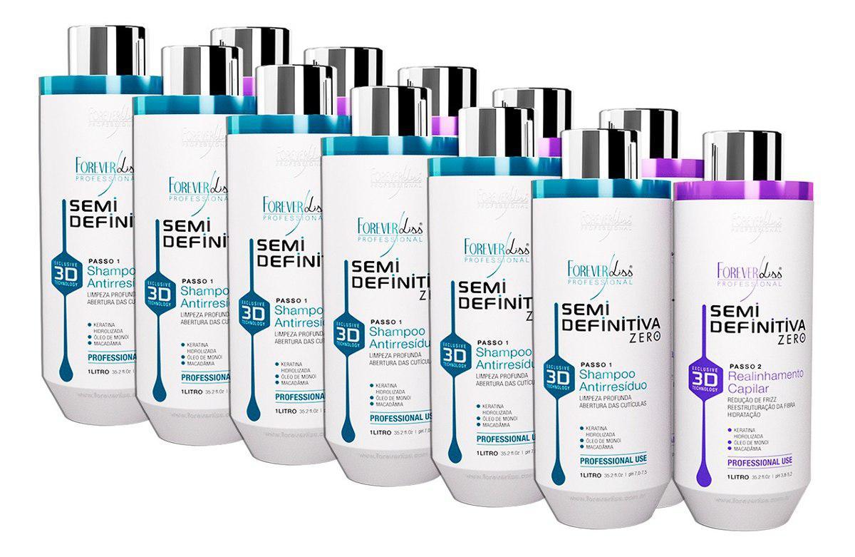 Miniatura Kit 06 Forever Liss Semi Definitiva 3D Zero Sem Formol Litro