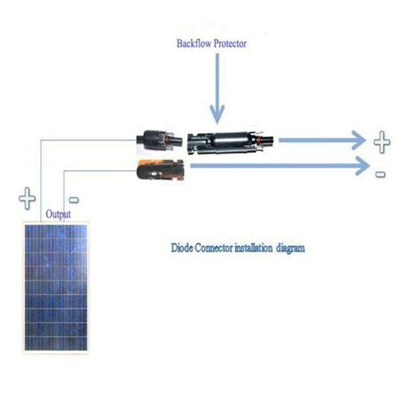 Miniatura Kit 2 Conector Mc4 Com Diodo 30A Ip67 Placa Energia Solar