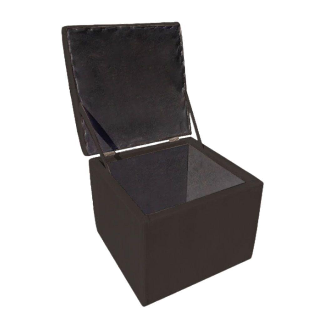 Miniatura Puff Baú Decorativo 51x51 Suede Preto - Majú Decor
