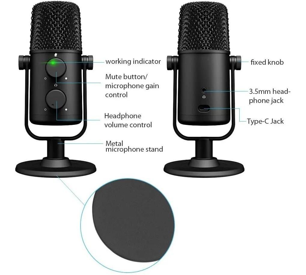 Miniatura Microfone Usb Maono Au-902 Voval Youtube Gaming Gravação