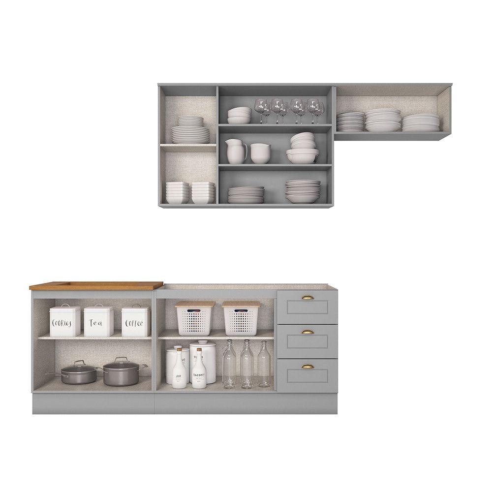 Miniatura Cozinha Compacta Com Aéreo Para Geladeira Amy Casa 812 Cinza