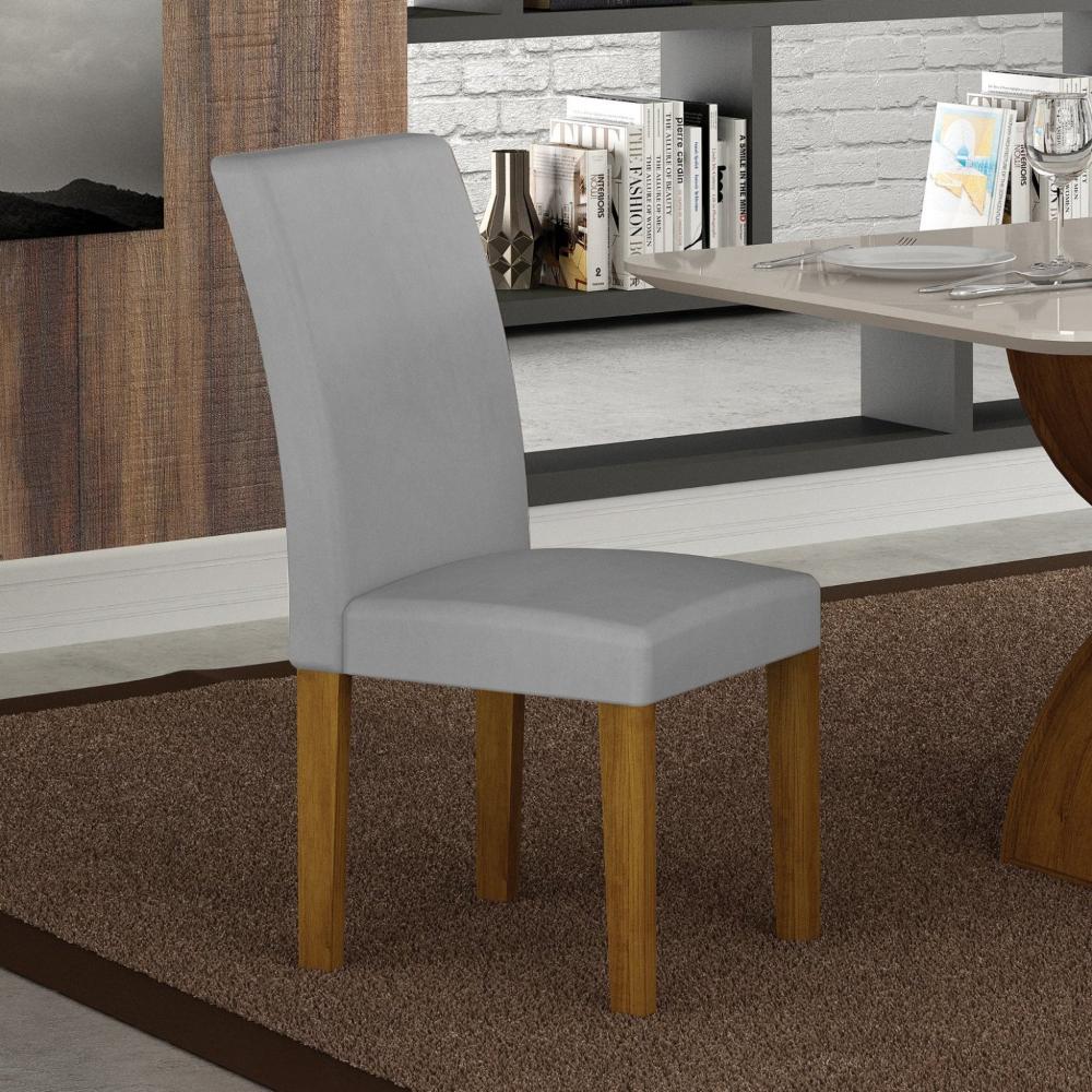 Miniatura Conjunto 2 Cadeiras Estofadas Napoli Freijó/Prata