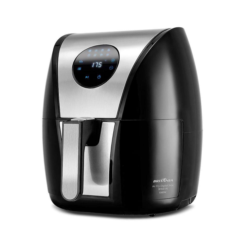 Miniatura Fritadeira Elétrica Britânia Air Fryer Digital Inox 5L BFR41PI Preta/Inox 220V