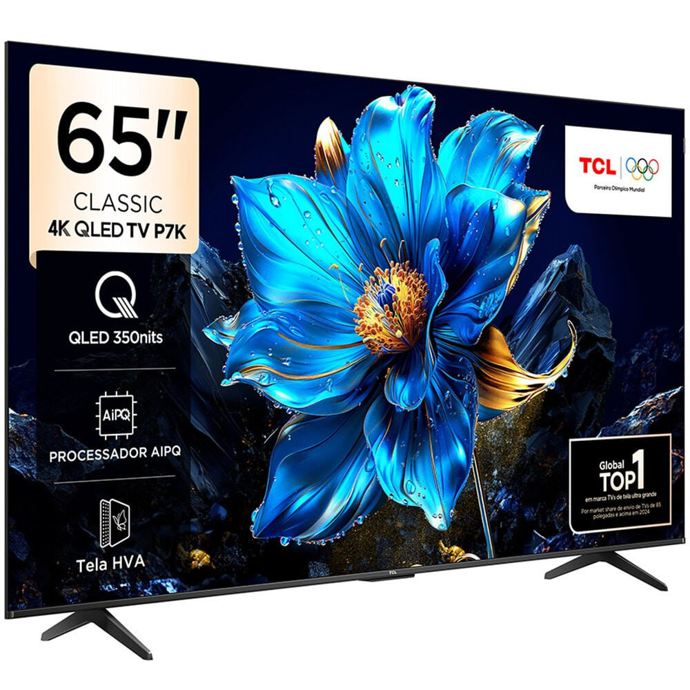 Smart TV TCL 65 Polegadas 4K UHD QLED Google TV 65P7K Preto - Bivolt