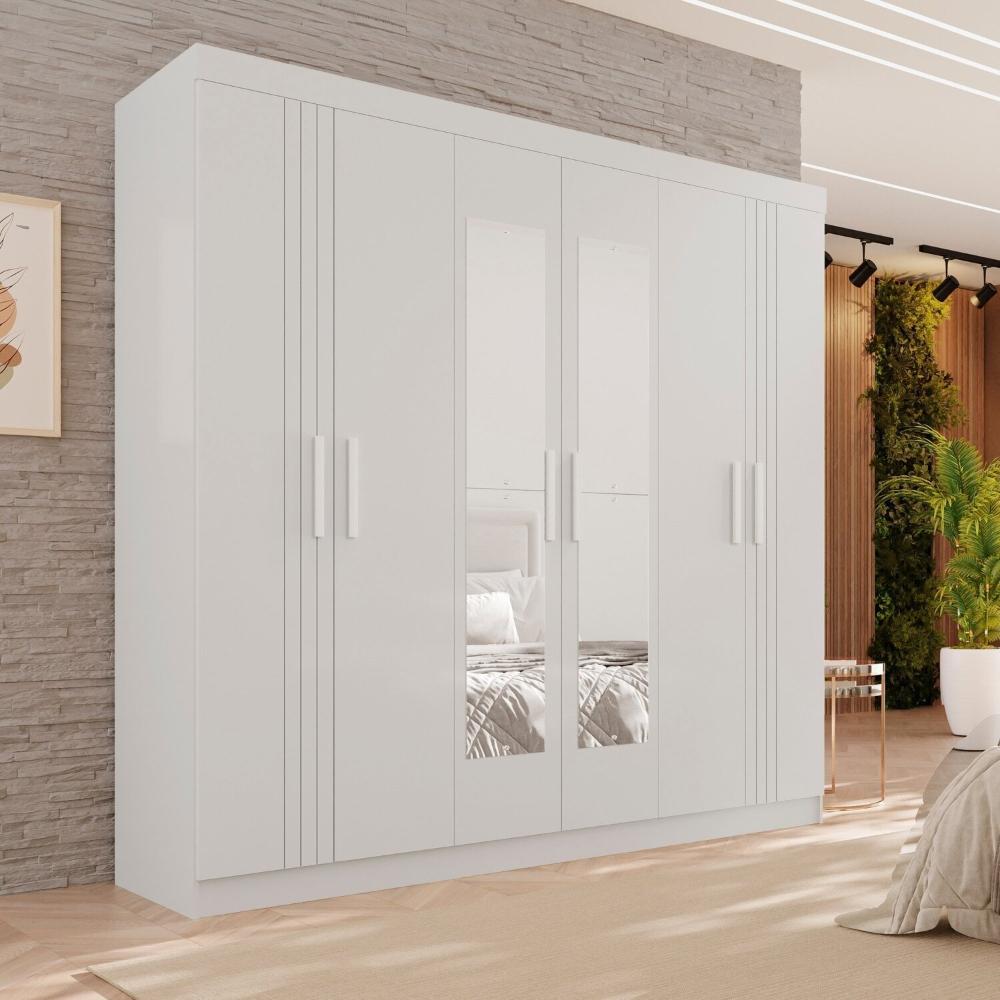 Miniatura Guarda-roupa 4 Gavetas 6 Portas com Espelho Lisboa Branco