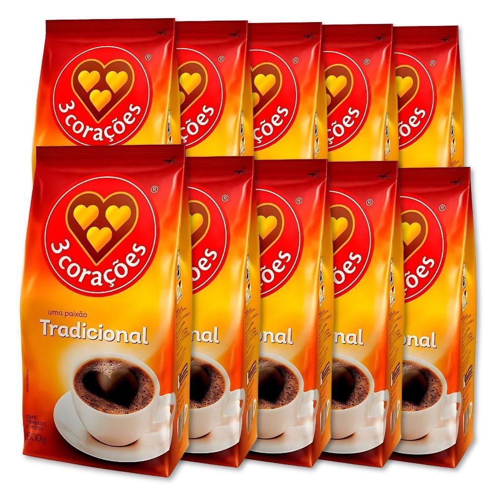 Miniatura Café Três Corações Tradicional Moído Kit 10 Pacotes 500G