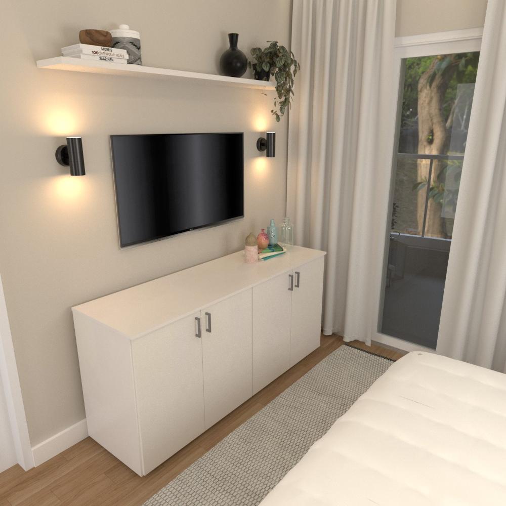 Miniatura Armário Duplo Baixo para Quarto Moderno Branco