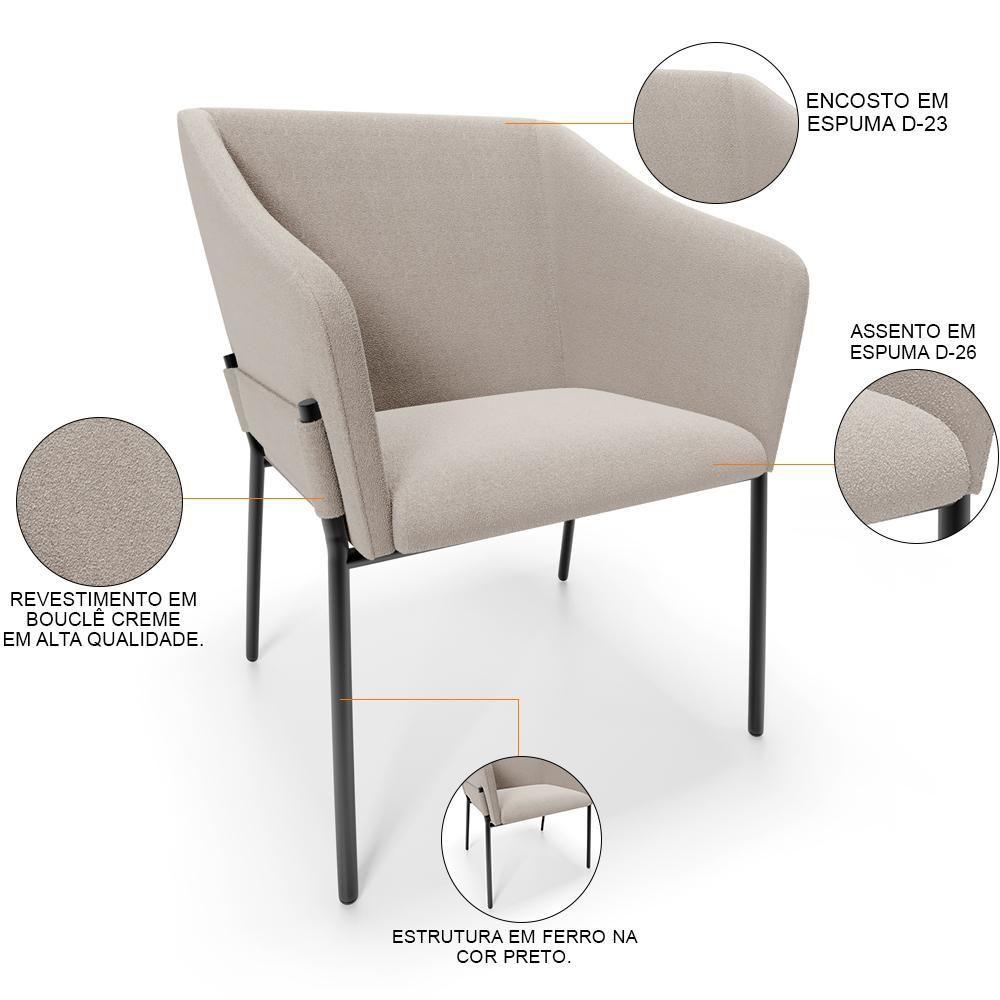 Miniatura Kit 5 Cadeiras Para Sala De Jantar Estar Living Olívia L02 Bouclê Creme - Lyam Decor