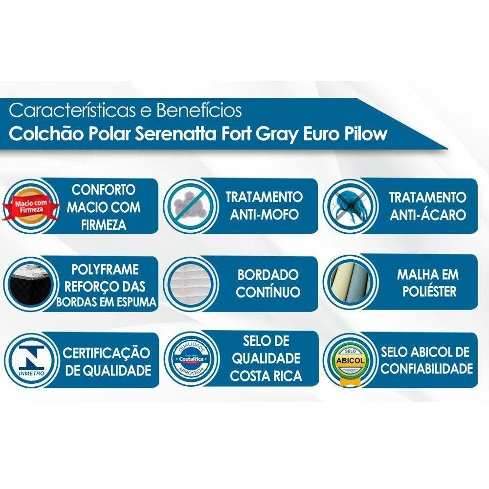 Miniatura Colchão Queen Molas Ensacadas Serenatta Euro Pillow (158x198x34) Polar