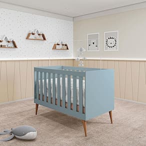 Miniatura Berço Mini Cama Móveis Estrela Ternura Azul Wood