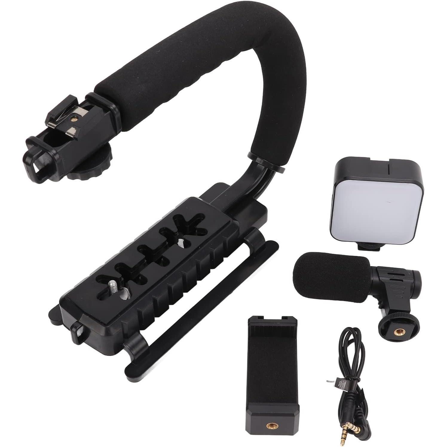 Suporte Estabilizador Com Microfone Led De Celular Telefone