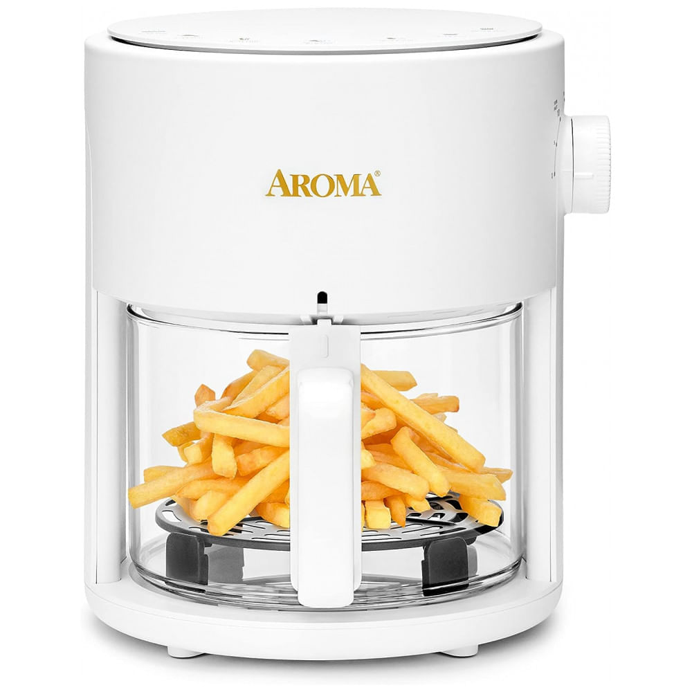 Miniatura Fritadeira Elétrica Air Fryer com Cesto 3 Litros de Vidro com Tecnolodia 360 Crisp, 110V 900W, Aroma, Branca