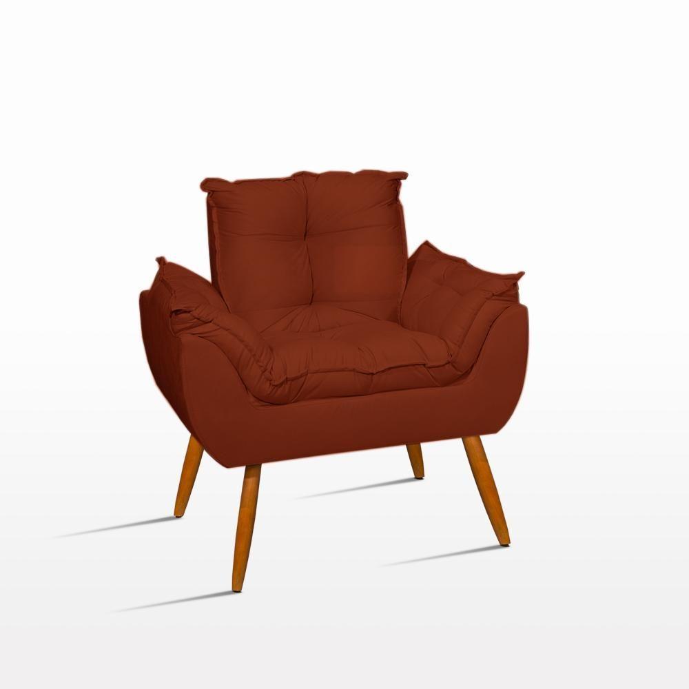 Miniatura Kit 2 Poltronas Luxo + 01 Puff Para Recepção Sala Quarto Terracota