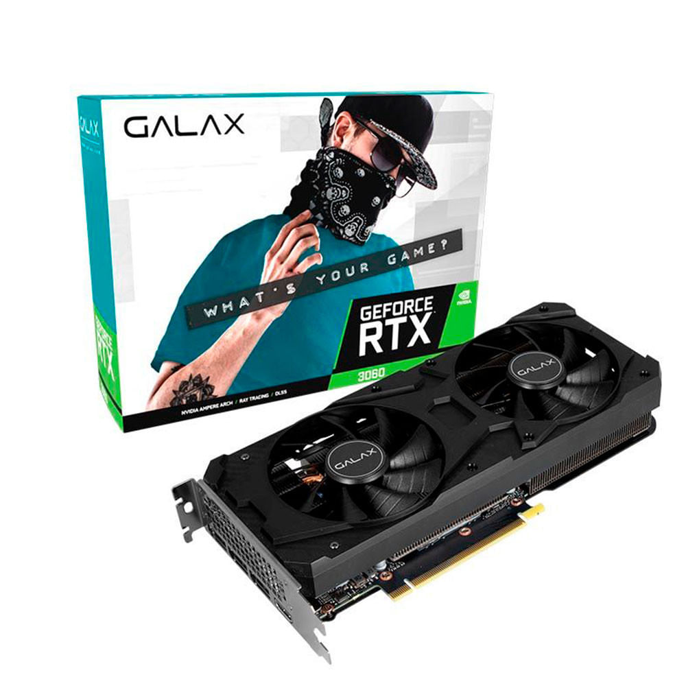 Miniatura Placa de Vídeo Galax GeForce RTX 3060 1-Click OC LHR 8GB GDDR6 192 bits - 36NSL8MD6OCC Preto