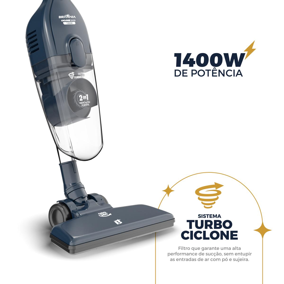 Miniatura Aspirador de Pó Vertical Britânia 2 em 1 1400W BAS30 1,5L 127V