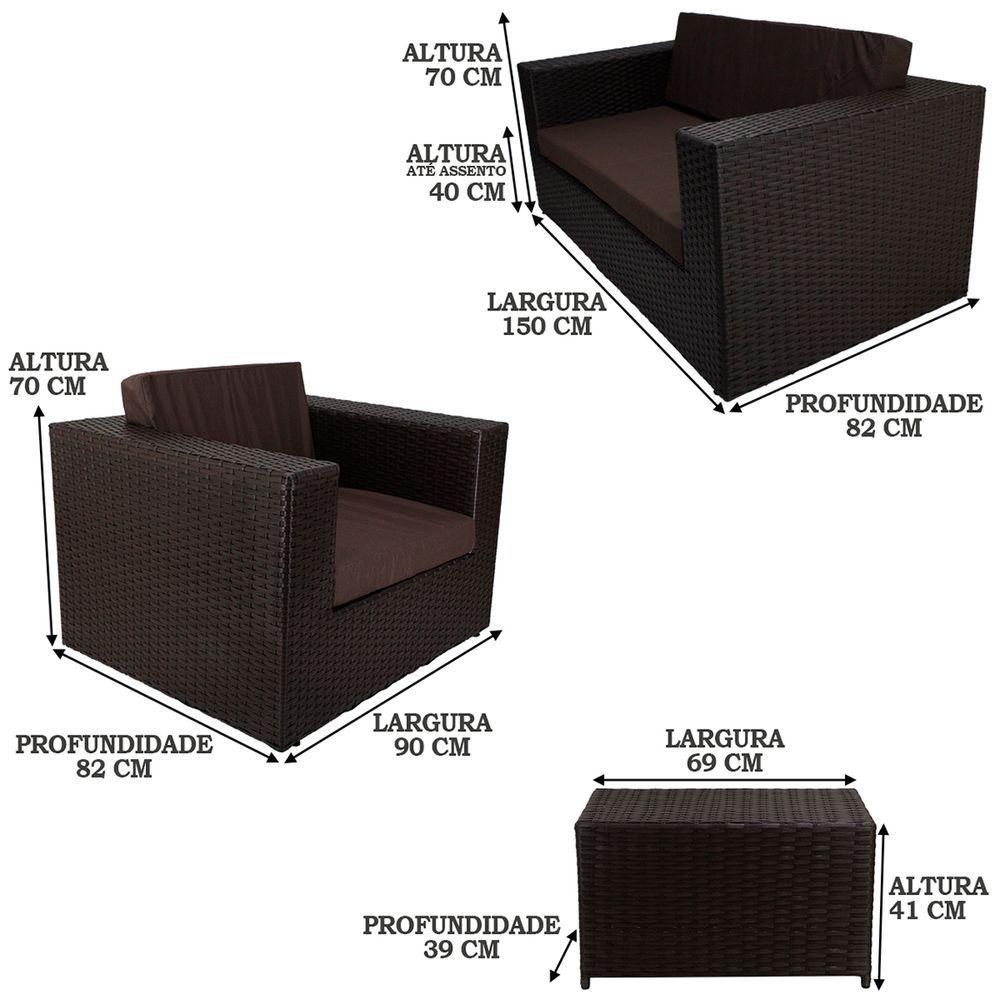 Miniatura Kit De Poltronas E Mesa Marrom Tabaco Classe A
