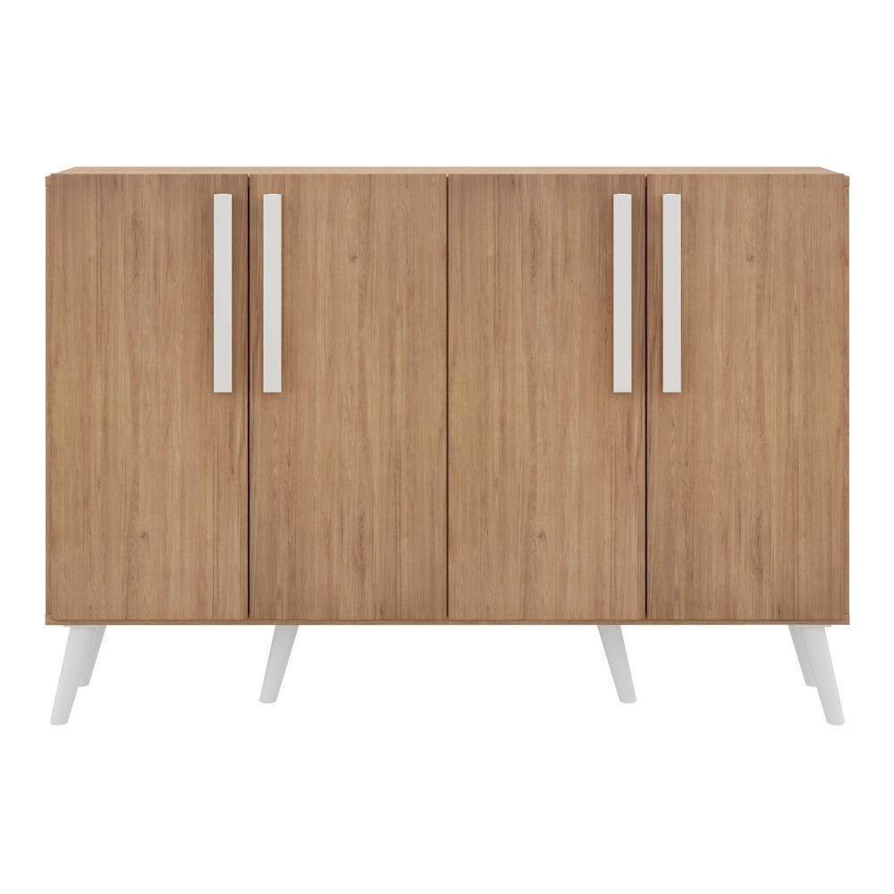 Aparador Buffet 4 Portas Com Pés Retrô Viena Rustic/branco