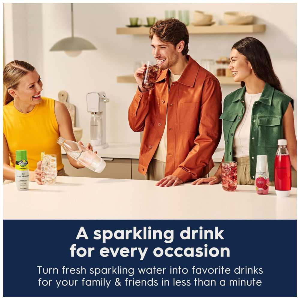 Miniatura Máquina de Fazer Água com Gás SodaStream Terra Branca com CO2, Garrafa DWS e Gotas Bubly - Transforme Sua Hidratação!