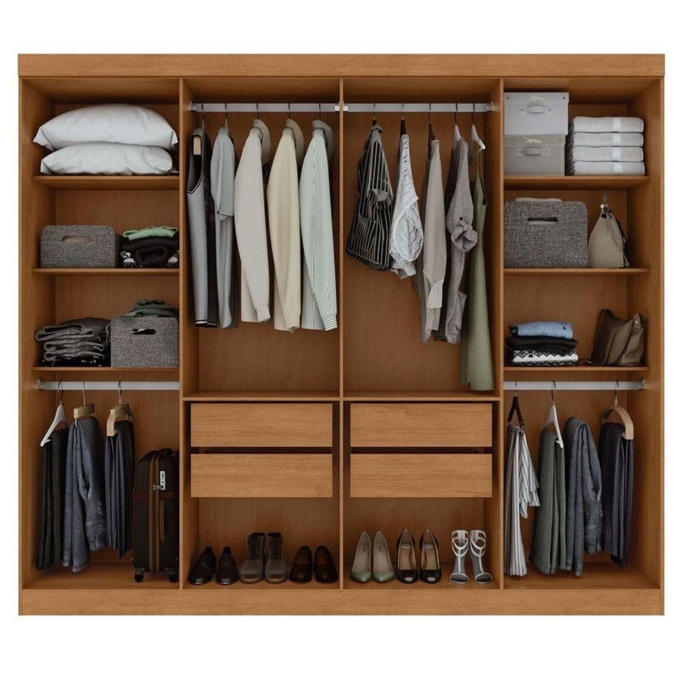 Miniatura Guarda-roupa New Andara 8 Portas 4 Gavetas Com Espelho E Pés Amendoa Clean