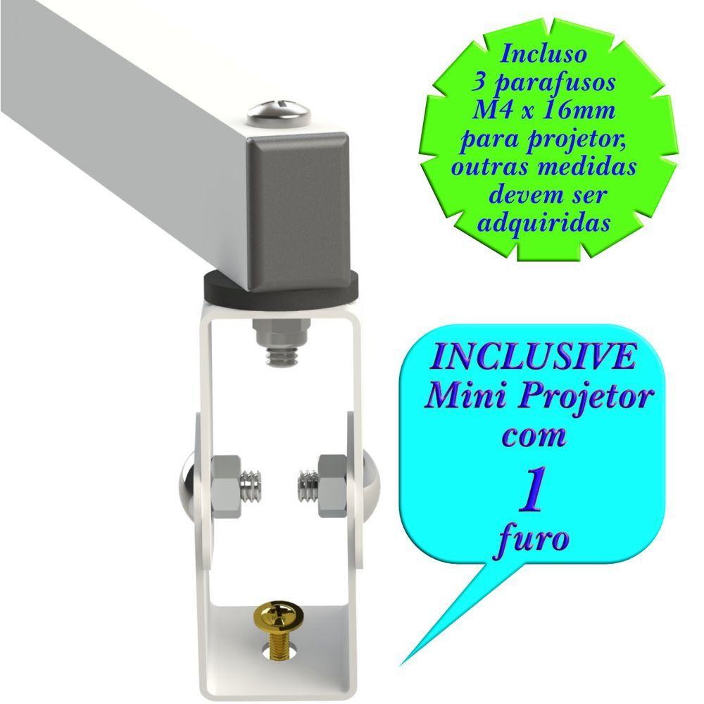 Miniatura Suporte Projetor Datashow Mini Led Parede Braço 40 Cm - Branco