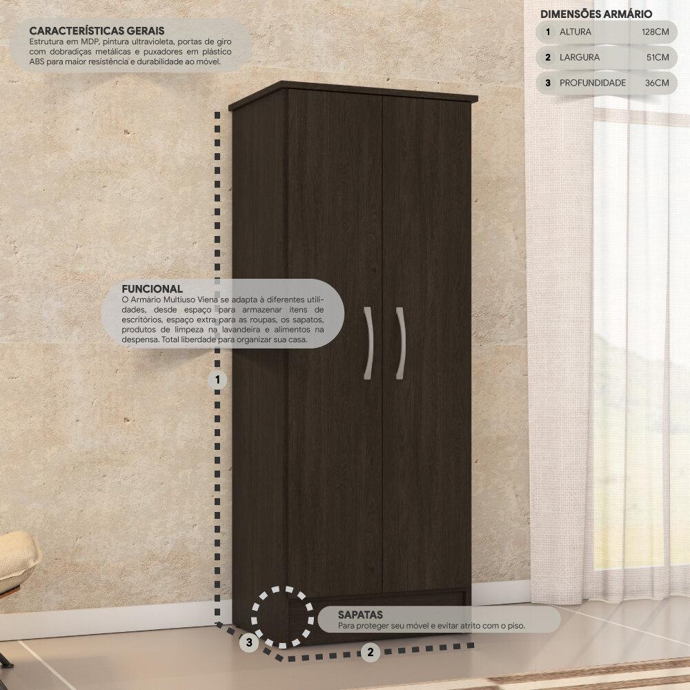 Sapateira com 2 Portas Multimóveis CR35178 Ébano