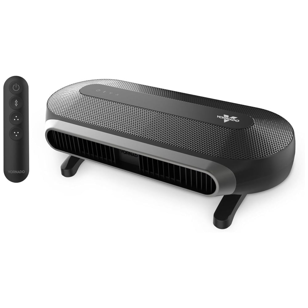 Miniatura Ventilador de Torre Horizontal, Estilo Moderno com Inclinação Ajustável, 5 Velocidades, Silencioso, Controle Remoto e Digital, 110V, Vornado, Preto 110v