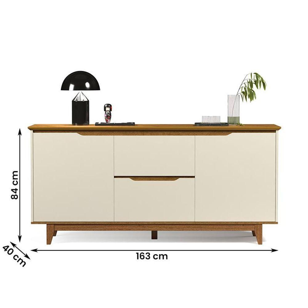 Miniatura Aparador Buffet Flow 2 Portas 2 Gavetas Pés Madeira Maciça Off White/freijo Off White/freijo