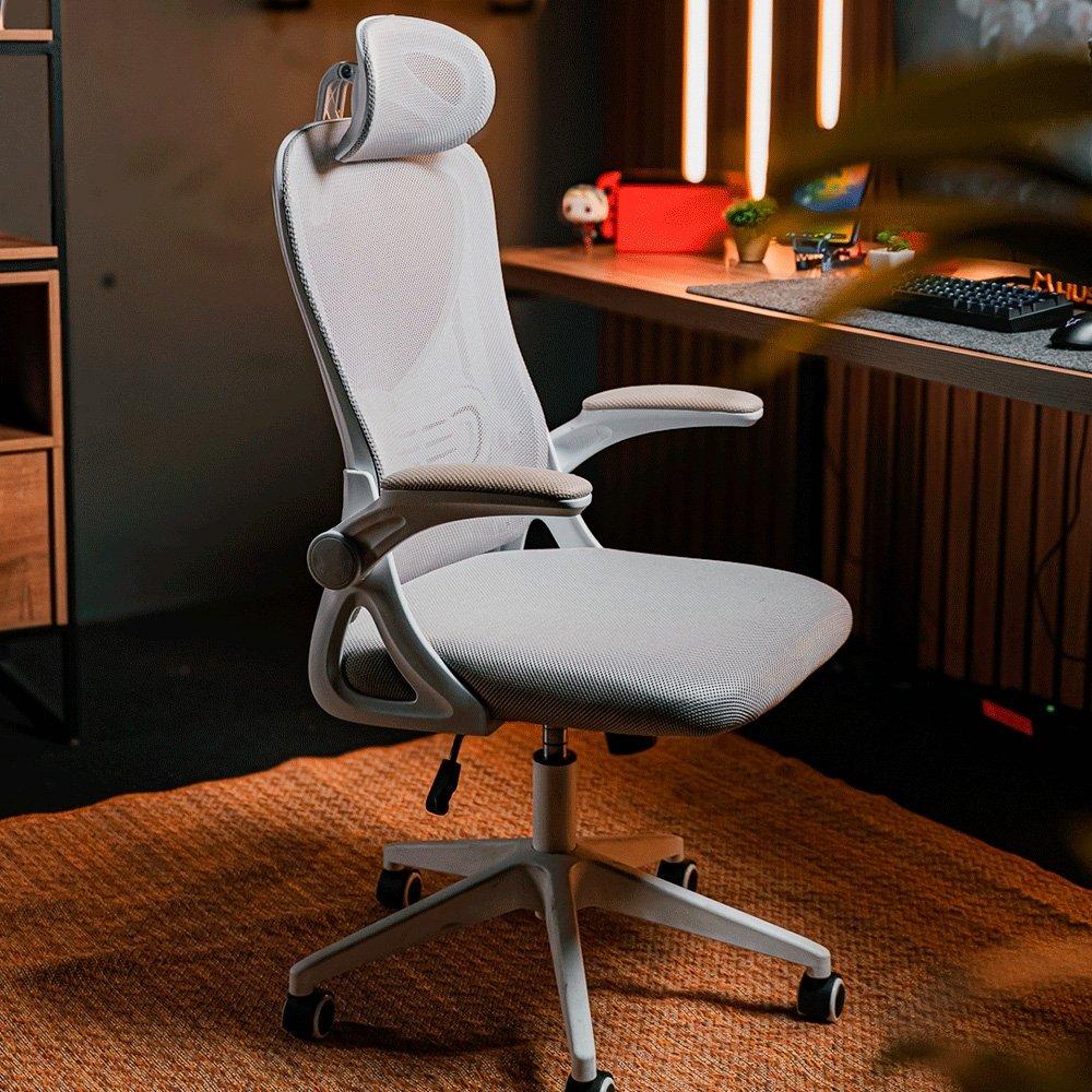 Miniatura Cadeira de Escritório Husky Apta, Braço Retrátil, Até 120kg, Mesh Cinza, Reclínio 120º, Butterfly, Ajuste de Altura, Cinza - HCO700CZ