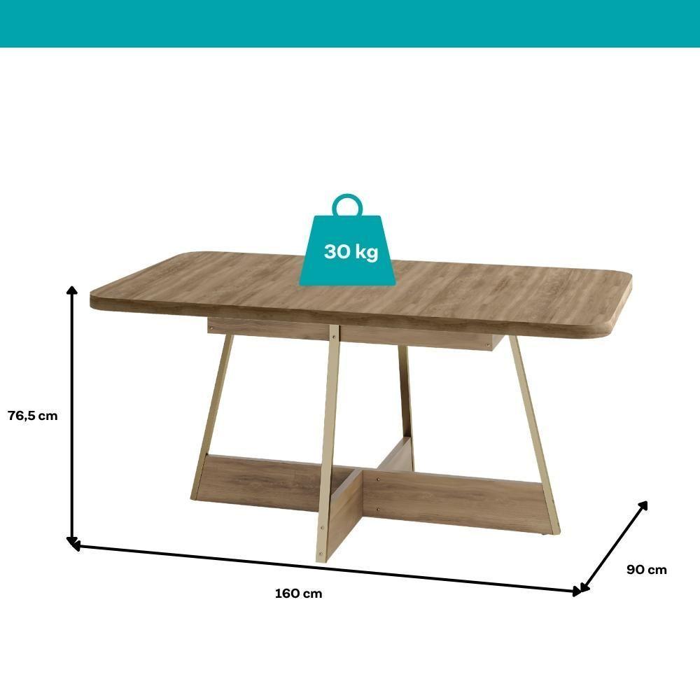 Conjunto Sala De Jantar 6 Cadeiras Castellano Carraro Carvalho Dourado