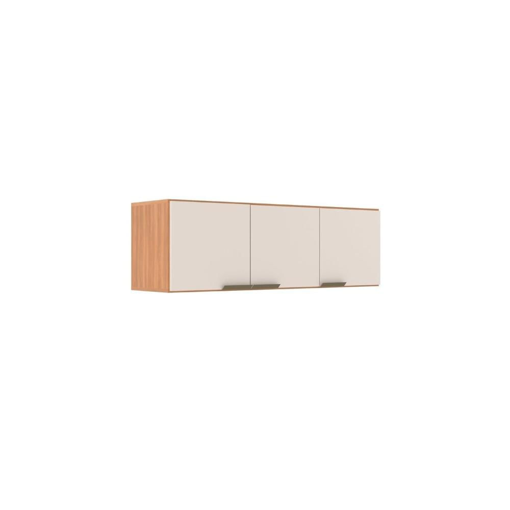 Miniatura Armário Aéreo 3 Portas Iara 120cm X 42cm 28cm Freijó/Off White